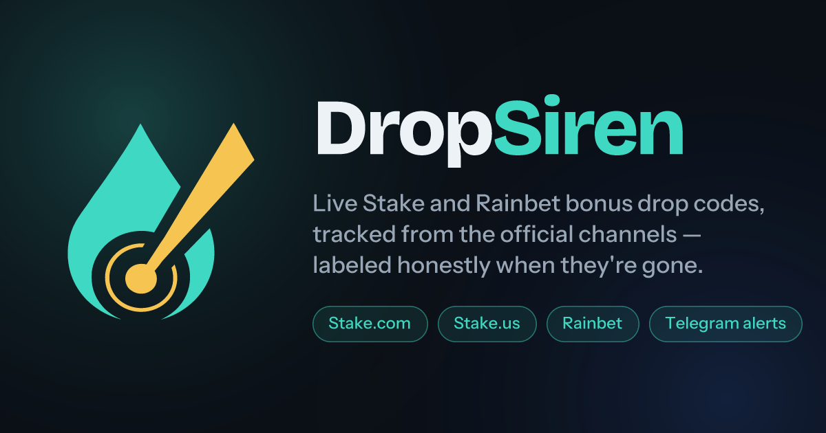 DropSiren — Live Bonus Drop Codes from 10 Crypto Casinos